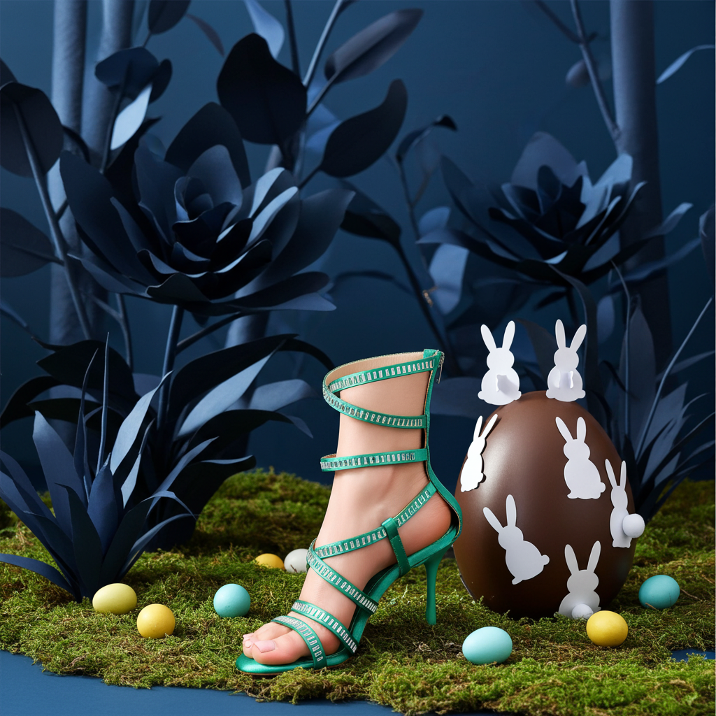 Yuray Yeşil Saten Topuklu Ayakkabı